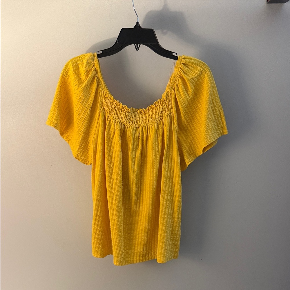 W5 Bright Yellow Smocked Blouse